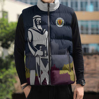 Custom Scotland Football Sleeveless Puffer Jacket William Wallace Statue Edinburgh Castle Art