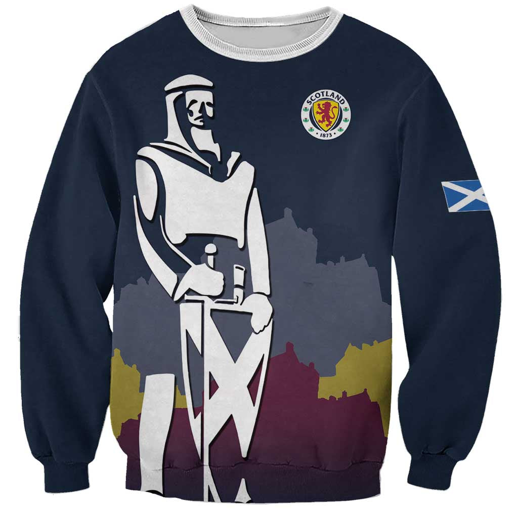 Custom Scotland Football Sweatshirt William Wallace Statue Edinburgh Castle Art