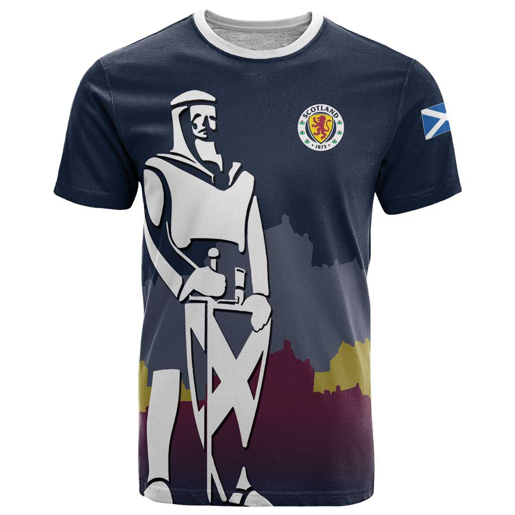 Custom Scotland Football T Shirt William Wallace Statue Edinburgh Castle Art