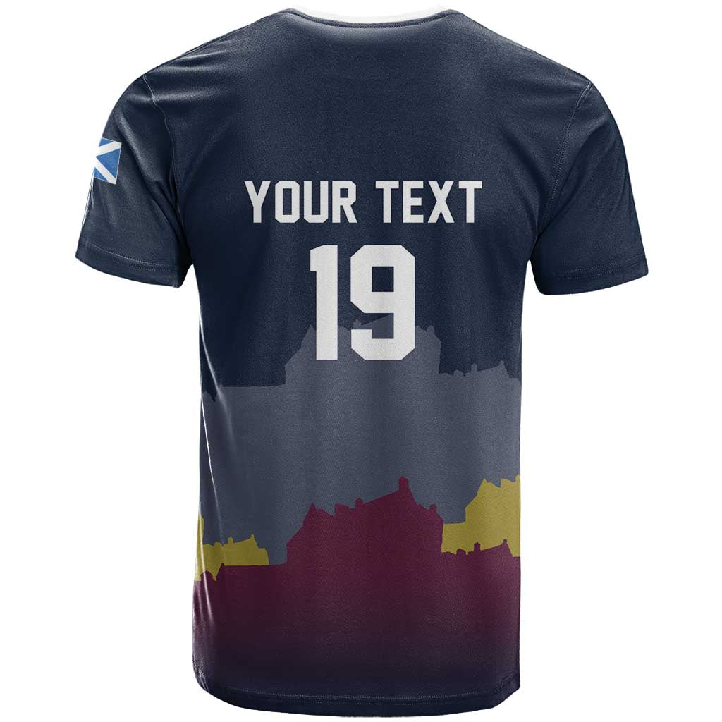 Custom Scotland Football T Shirt William Wallace Statue Edinburgh Castle Art