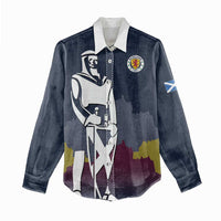 Custom Scotland Football Women Casual Shirt William Wallace Statue Edinburgh Castle Art