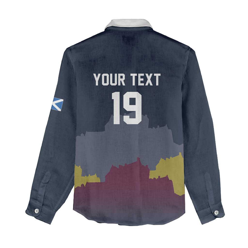 Custom Scotland Football Women Casual Shirt William Wallace Statue Edinburgh Castle Art
