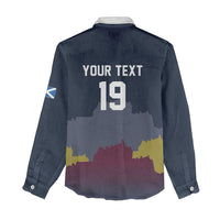 Custom Scotland Football Women Casual Shirt William Wallace Statue Edinburgh Castle Art