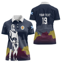 Custom Scotland Football Women Polo Shirt William Wallace Statue Edinburgh Castle Art