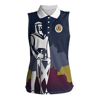 Custom Scotland Football Women Sleeveless Polo Shirt William Wallace Statue Edinburgh Castle Art