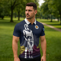 Custom Scotland Football Zipper Polo Shirt William Wallace Statue Edinburgh Castle Art