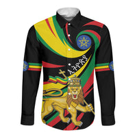 Ethiopia National Day 1991 Long Sleeve Button Shirt Habesha Lion Of Judah