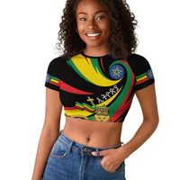 Ethiopia National Day 1991 Raglan Cropped T shirt Habesha Lion Of Judah