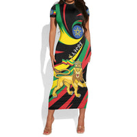 Ethiopia National Day 1991 Short Sleeve Bodycon Dress Habesha Lion Of Judah