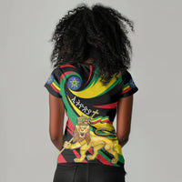 Ethiopia National Day 1991 Women V-Neck T-Shirt Habesha Lion Of Judah