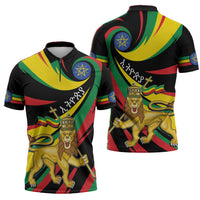 Ethiopia National Day 1991 Zipper Polo Shirt Habesha Lion Of Judah