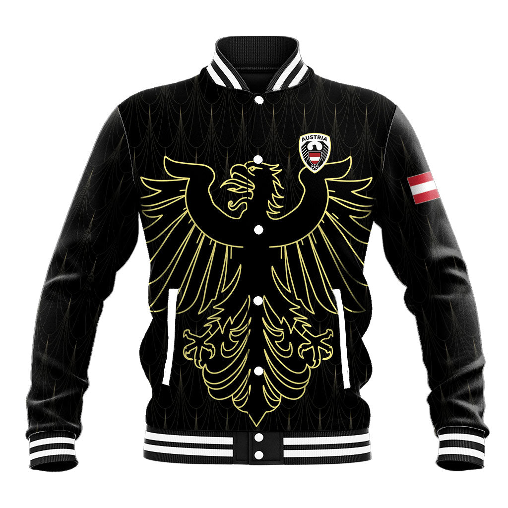 Custom World Football 2026 Austria Baseball Jacket Austrian Eagles Black Glory