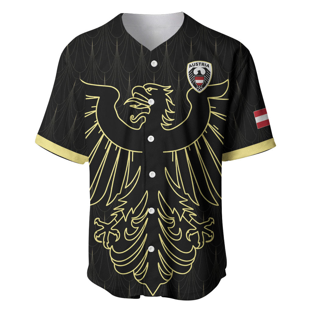 Custom World Football 2026 Austria Baseball Jersey Austrian Eagles Black Glory