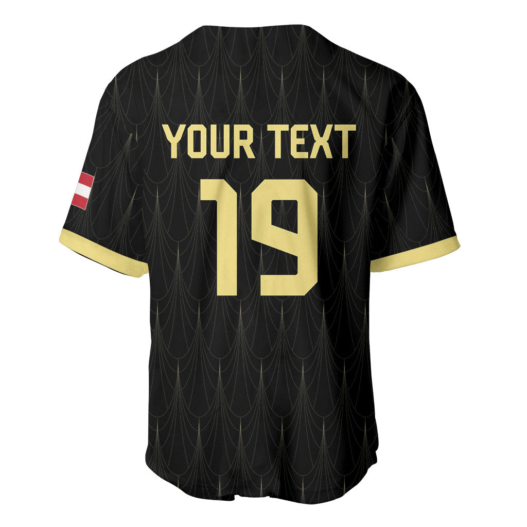 Custom World Football 2026 Austria Baseball Jersey Austrian Eagles Black Glory