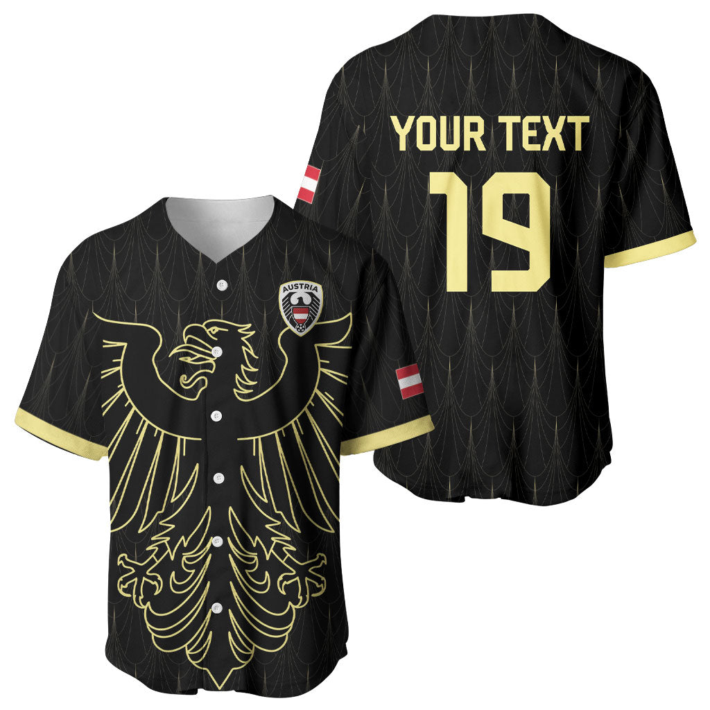 Custom World Football 2026 Austria Baseball Jersey Austrian Eagles Black Glory