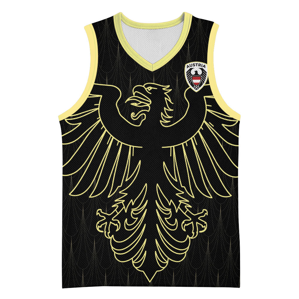 Custom World Football 2026 Austria Basketball Jersey Austrian Eagles Black Glory