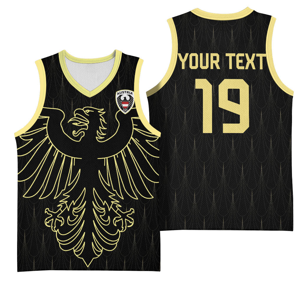 Custom World Football 2026 Austria Basketball Jersey Austrian Eagles Black Glory