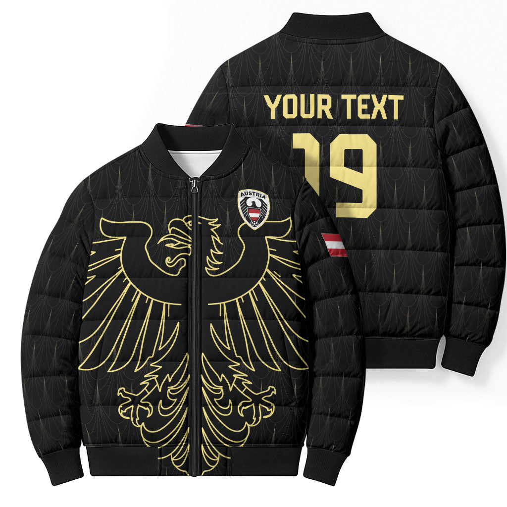 Custom World Football 2026 Austria Bomber Puffer Jacket Austrian Eagles Black Glory