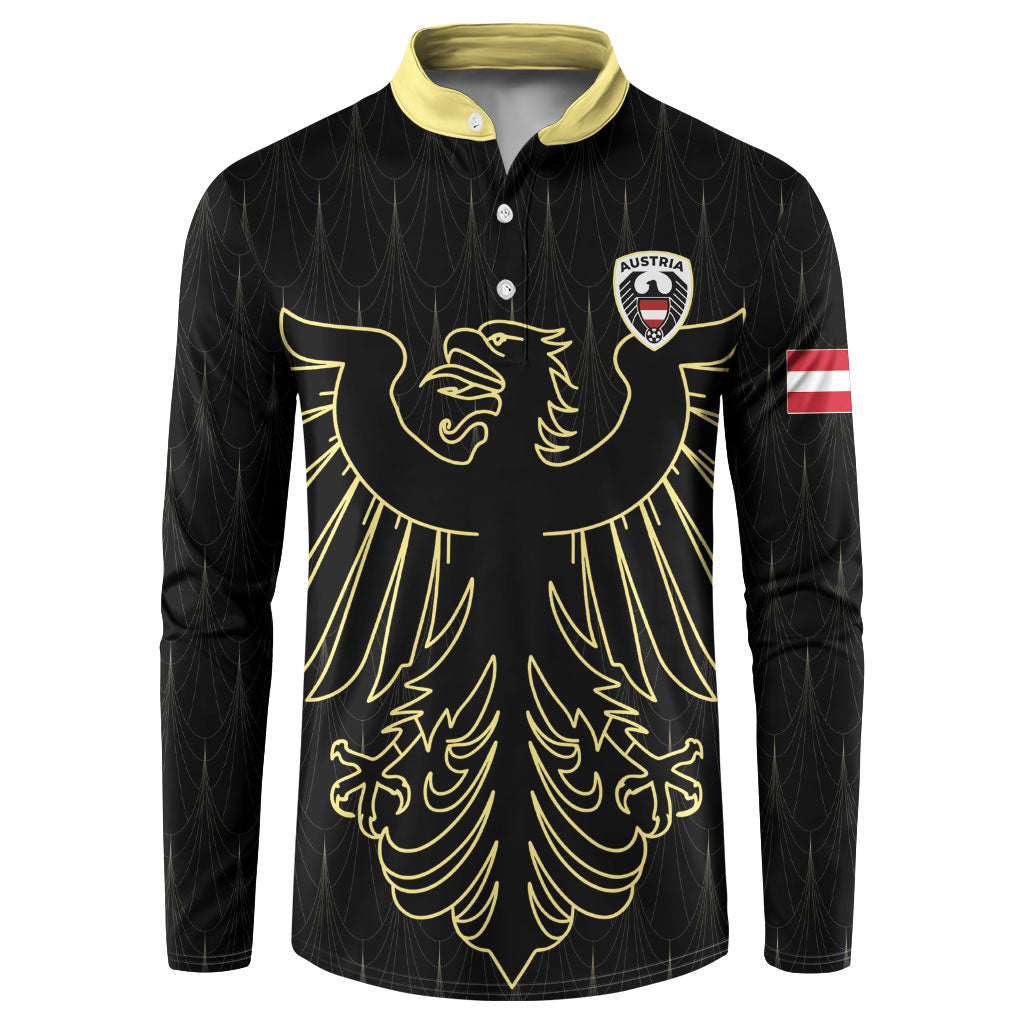 Custom World Football 2026 Austria Button Sweatshirt Austrian Eagles Black Glory