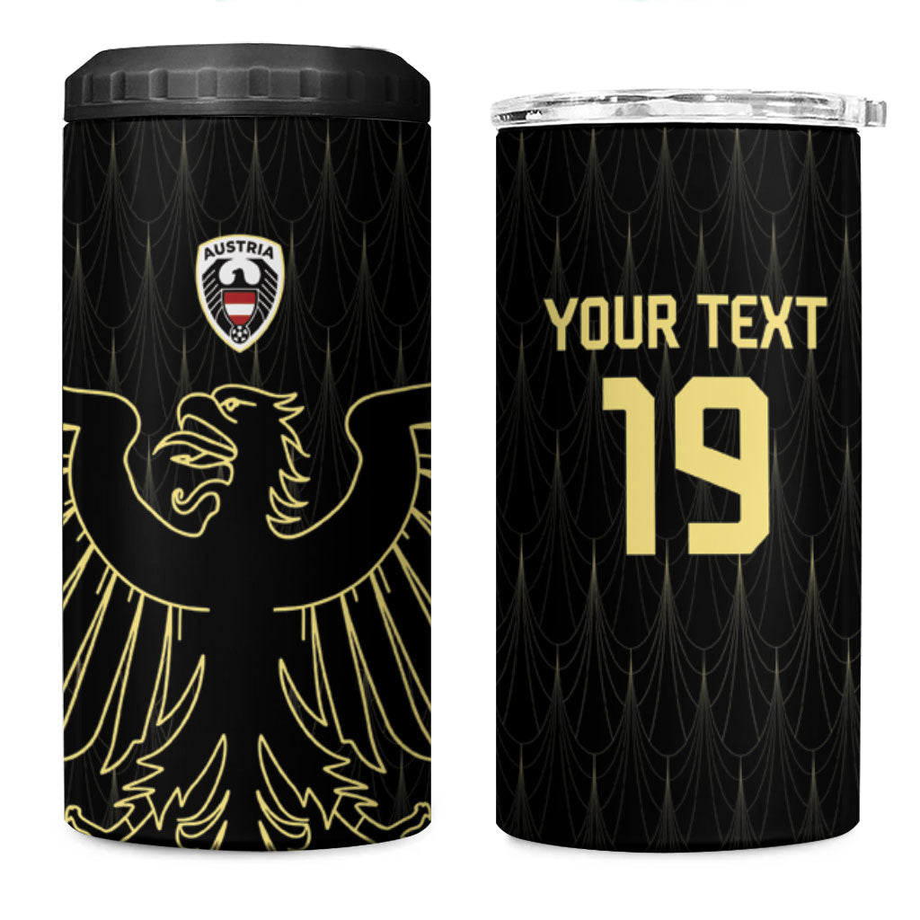 Custom World Football 2026 Austria 4 in 1 Can Cooler Tumbler Austrian Eagles Black Glory