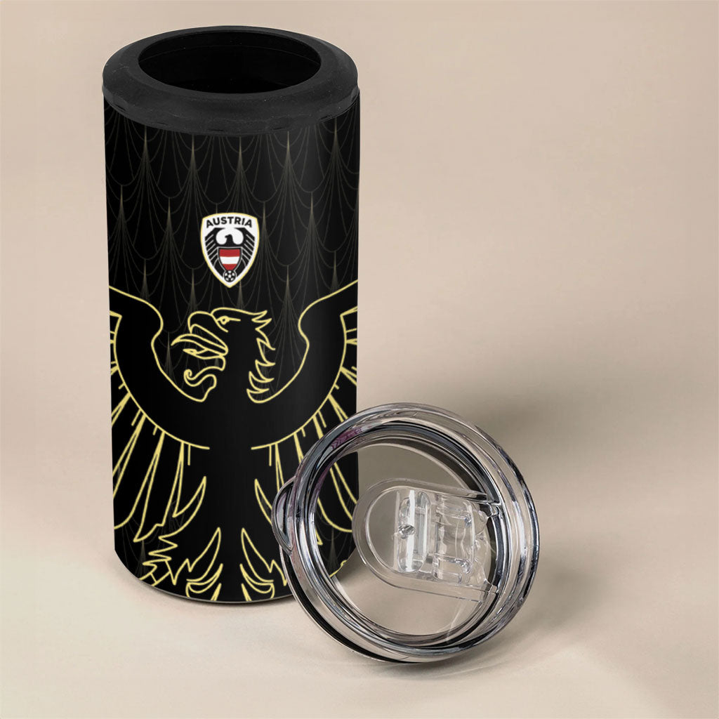 Custom World Football 2026 Austria 4 in 1 Can Cooler Tumbler Austrian Eagles Black Glory