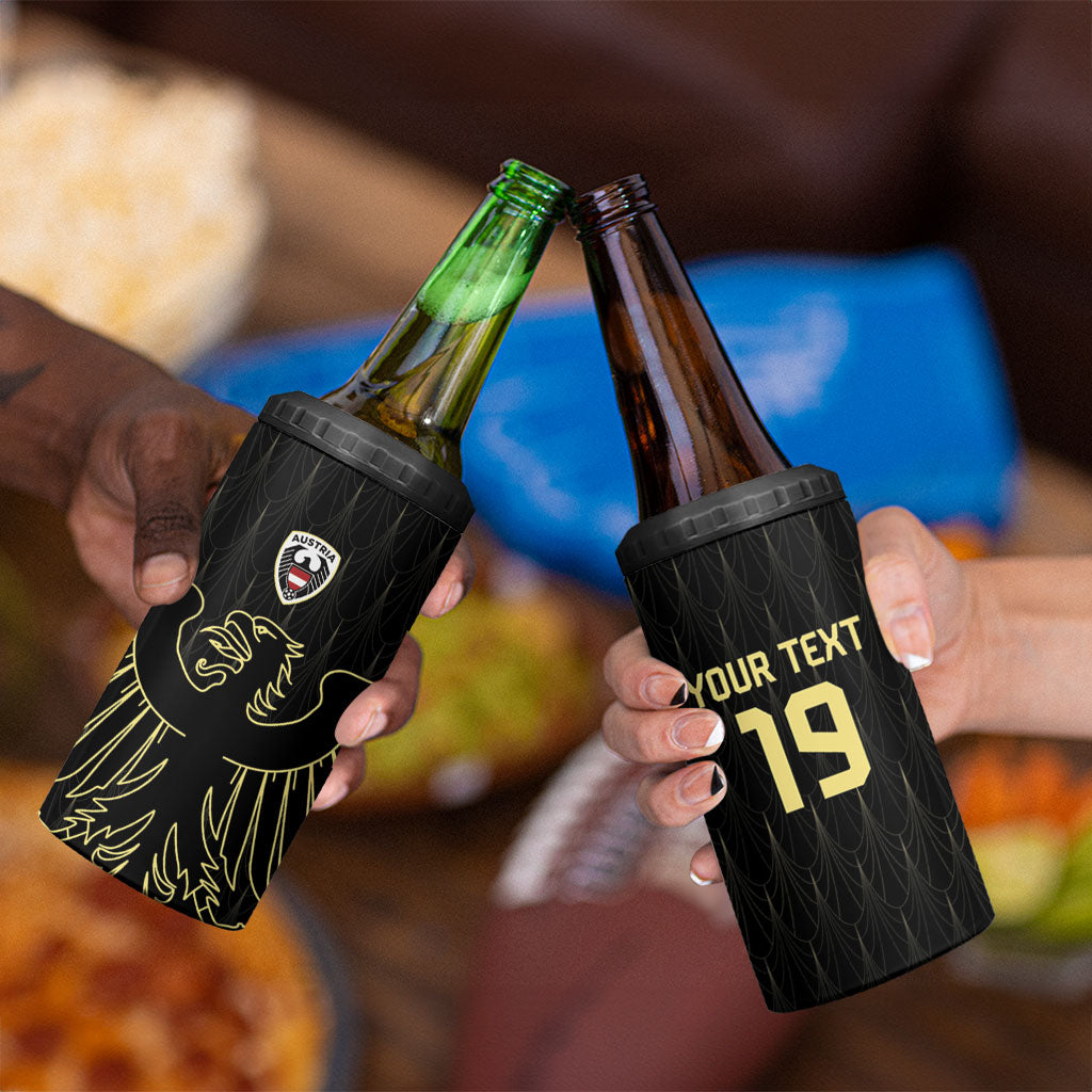 Custom World Football 2026 Austria 4 in 1 Can Cooler Tumbler Austrian Eagles Black Glory