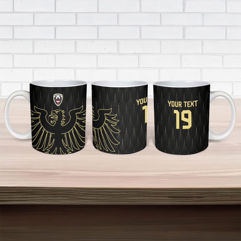 Custom World Football 2026 Austria Ceramic Mug Austrian Eagles Black Glory