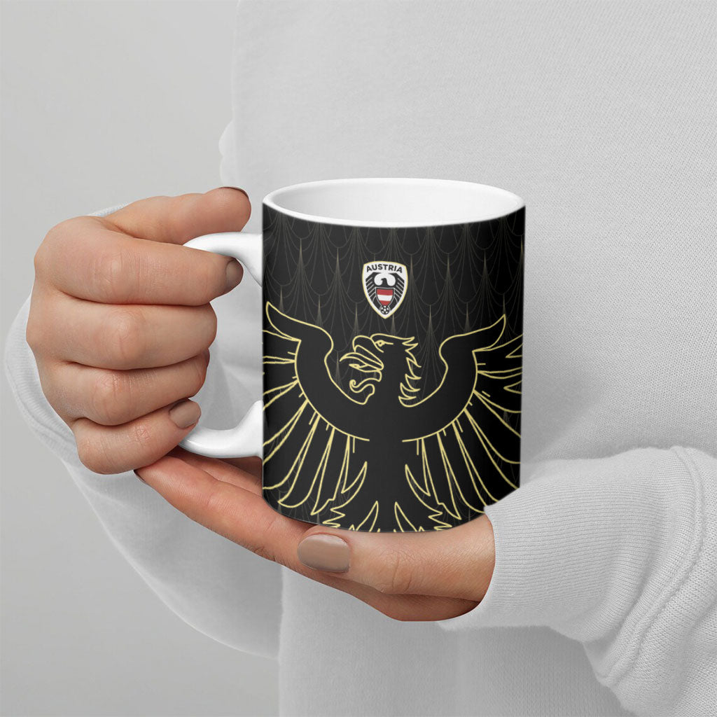Custom World Football 2026 Austria Ceramic Mug Austrian Eagles Black Glory