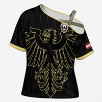 Custom World Football 2026 Austria Cross Shoulder Shirt Austrian Eagles Black Glory