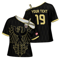 Custom World Football 2026 Austria Cross Shoulder Shirt Austrian Eagles Black Glory