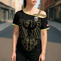 Custom World Football 2026 Austria Cross Shoulder Shirt Austrian Eagles Black Glory
