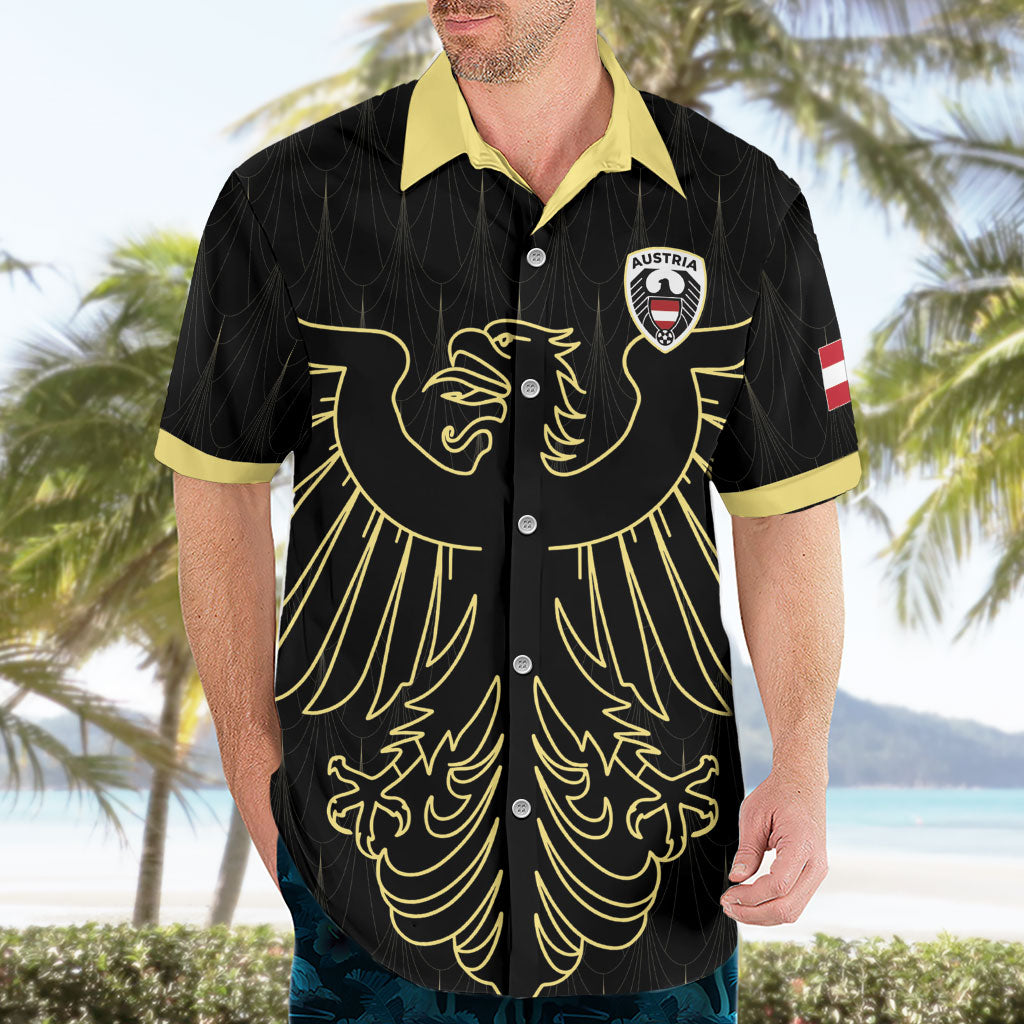 Custom World Football 2026 Austria Hawaiian Shirt Austrian Eagles Black Glory