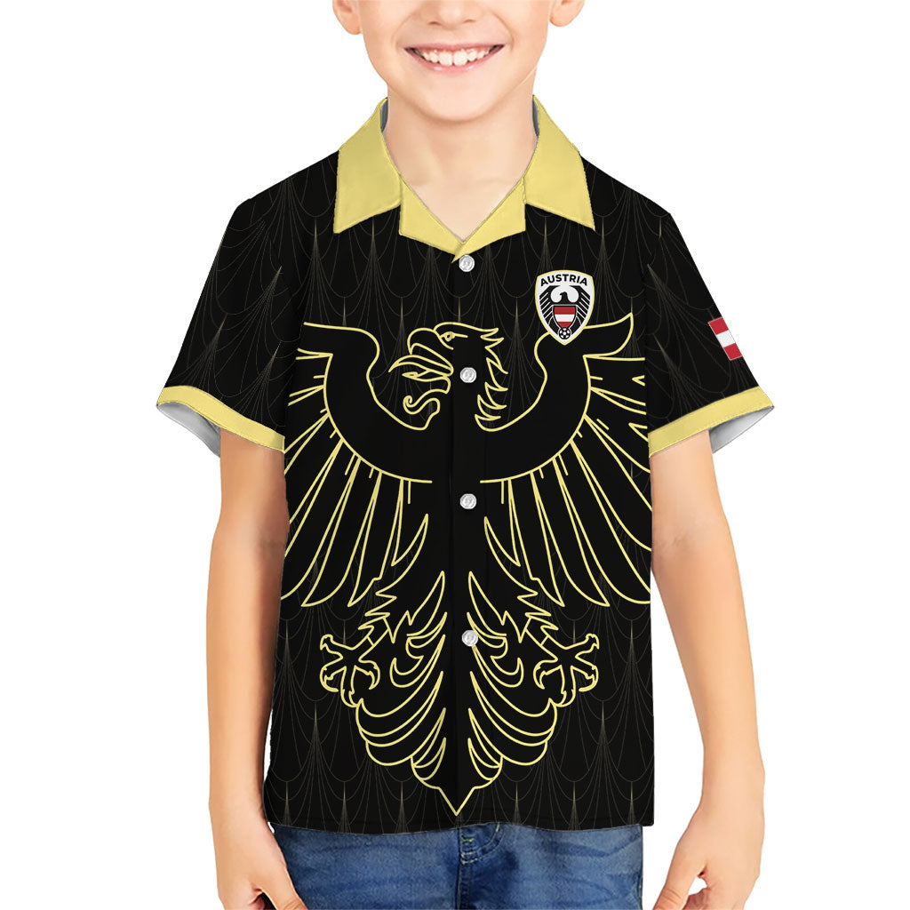 Custom World Football 2026 Austria Hawaiian Shirt Austrian Eagles Black Glory