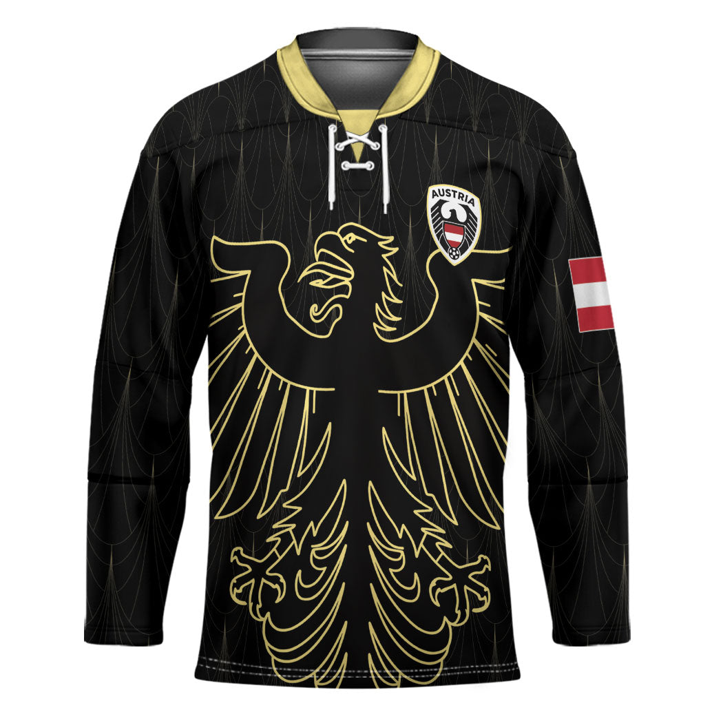 Custom World Football 2026 Austria Hockey Jersey Austrian Eagles Black Glory