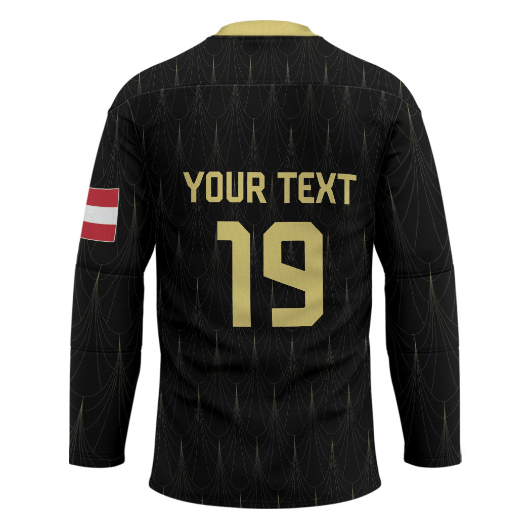 Custom World Football 2026 Austria Hockey Jersey Austrian Eagles Black Glory
