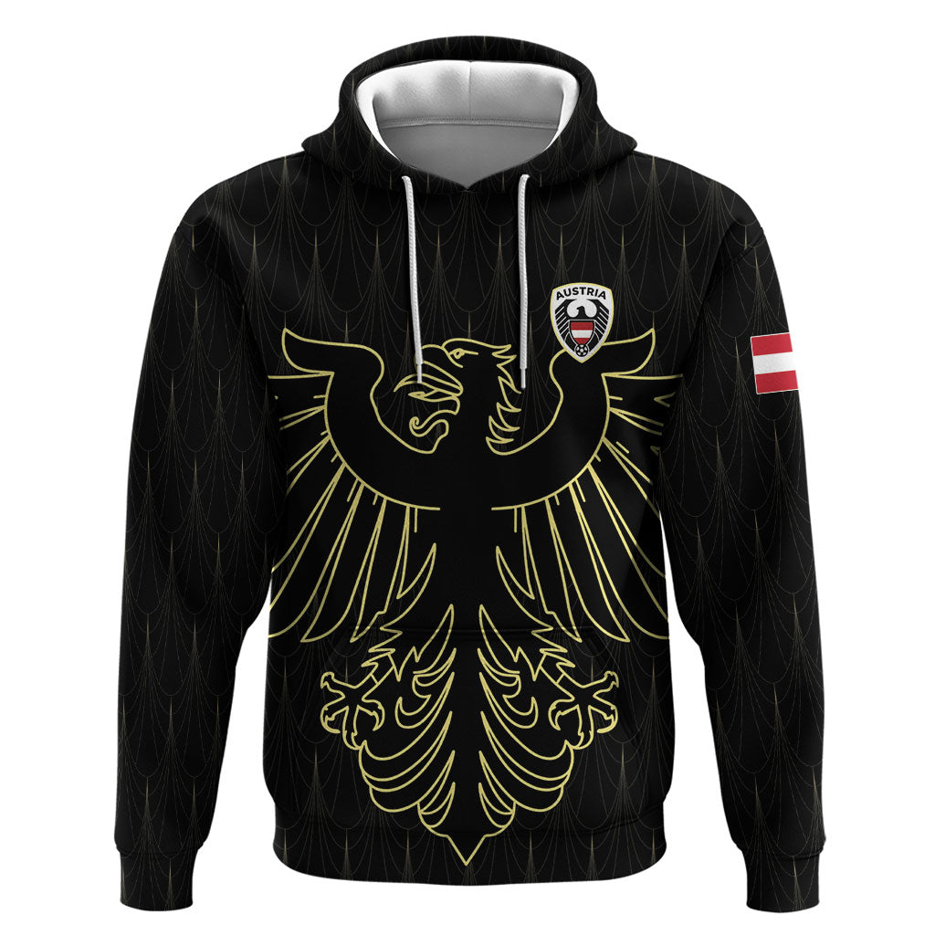 Custom World Football 2026 Austria Hoodie Austrian Eagles Black Glory