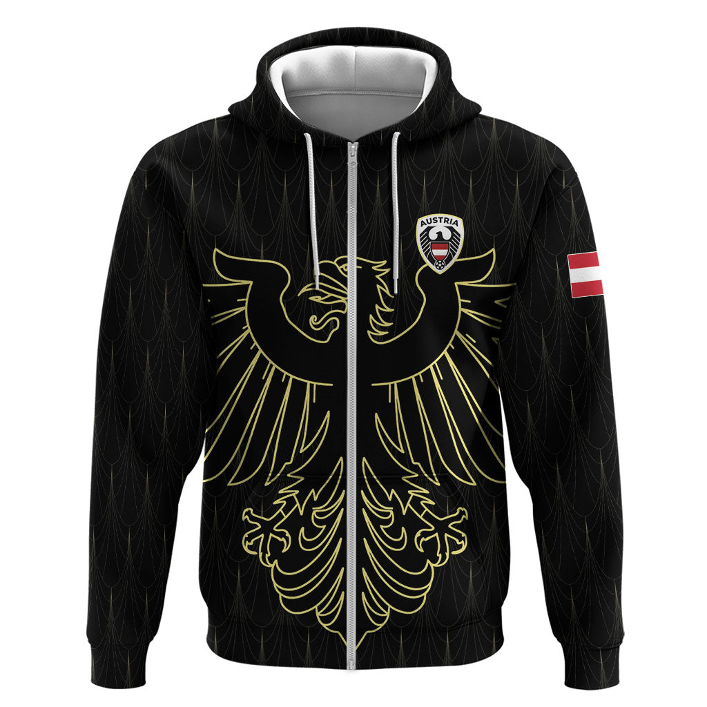 Custom World Football 2026 Austria Hoodie Austrian Eagles Black Glory