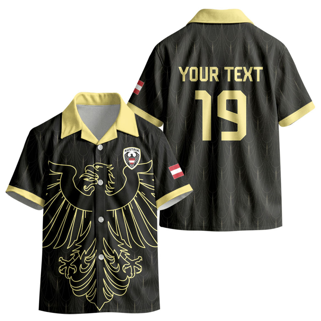 Custom World Football 2026 Austria Kid Hawaiian Shirt Austrian Eagles Black Glory LT19