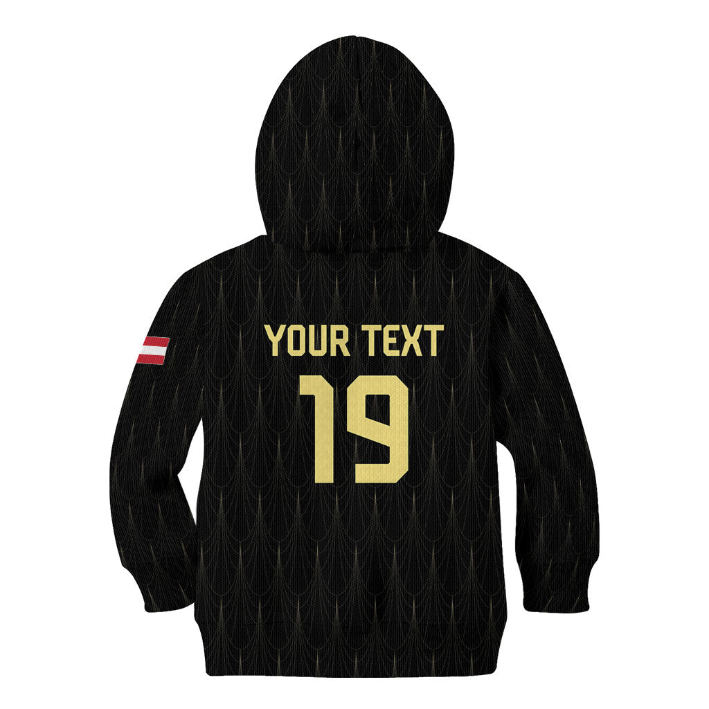 Custom World Football 2026 Austria Kid Hoodie Austrian Eagles Black Glory