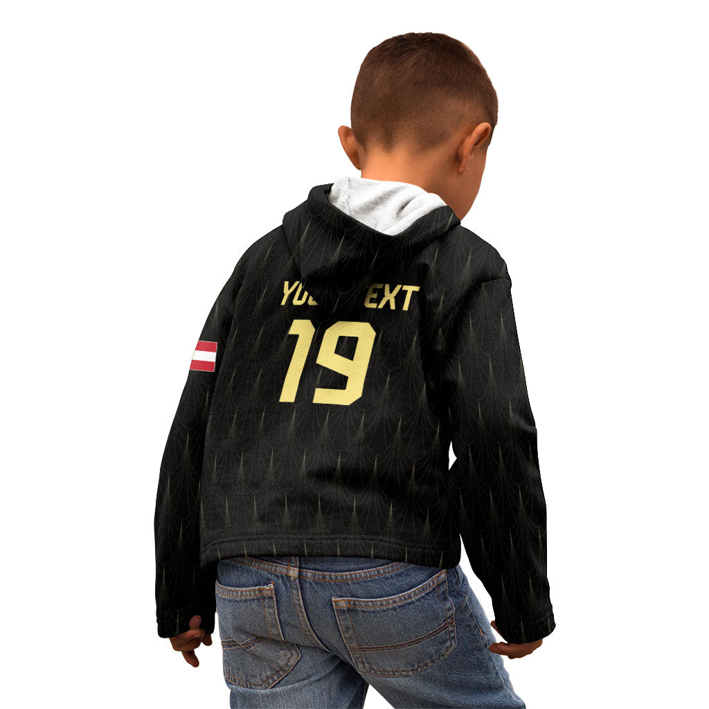 Custom World Football 2026 Austria Kid Hoodie Austrian Eagles Black Glory