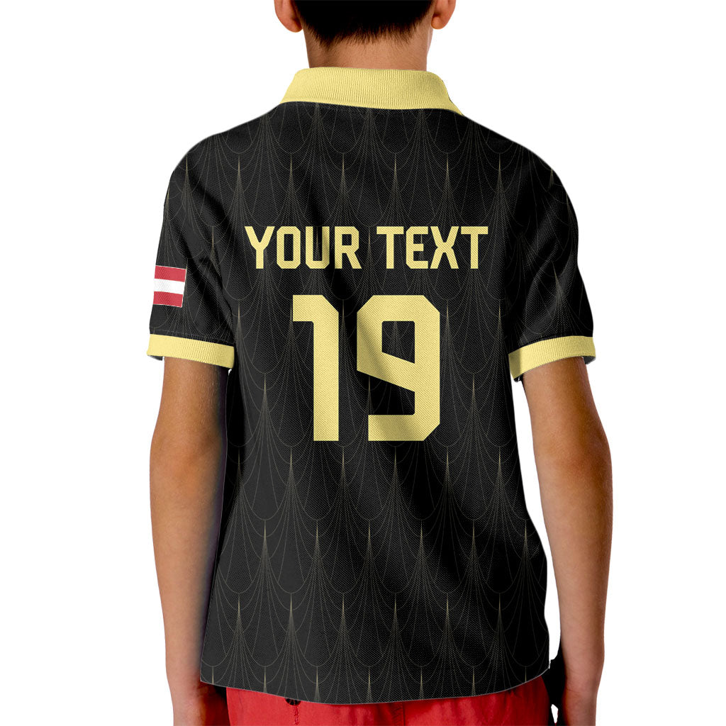 Custom World Football 2026 Austria Kid Polo Shirt Austrian Eagles Black Glory