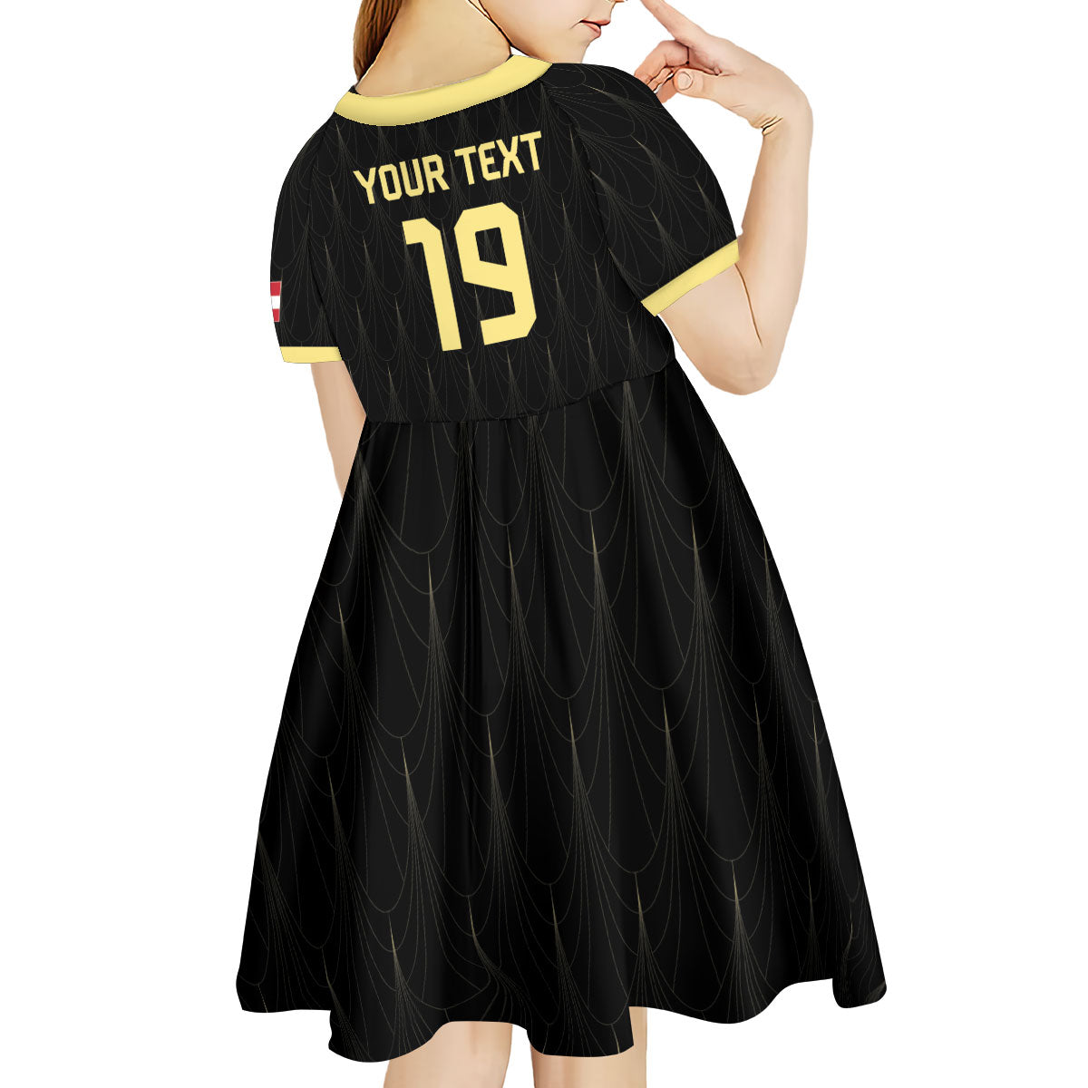 Custom World Football 2026 Austria Kid Short Sleeve Dress Austrian Eagles Black Glory