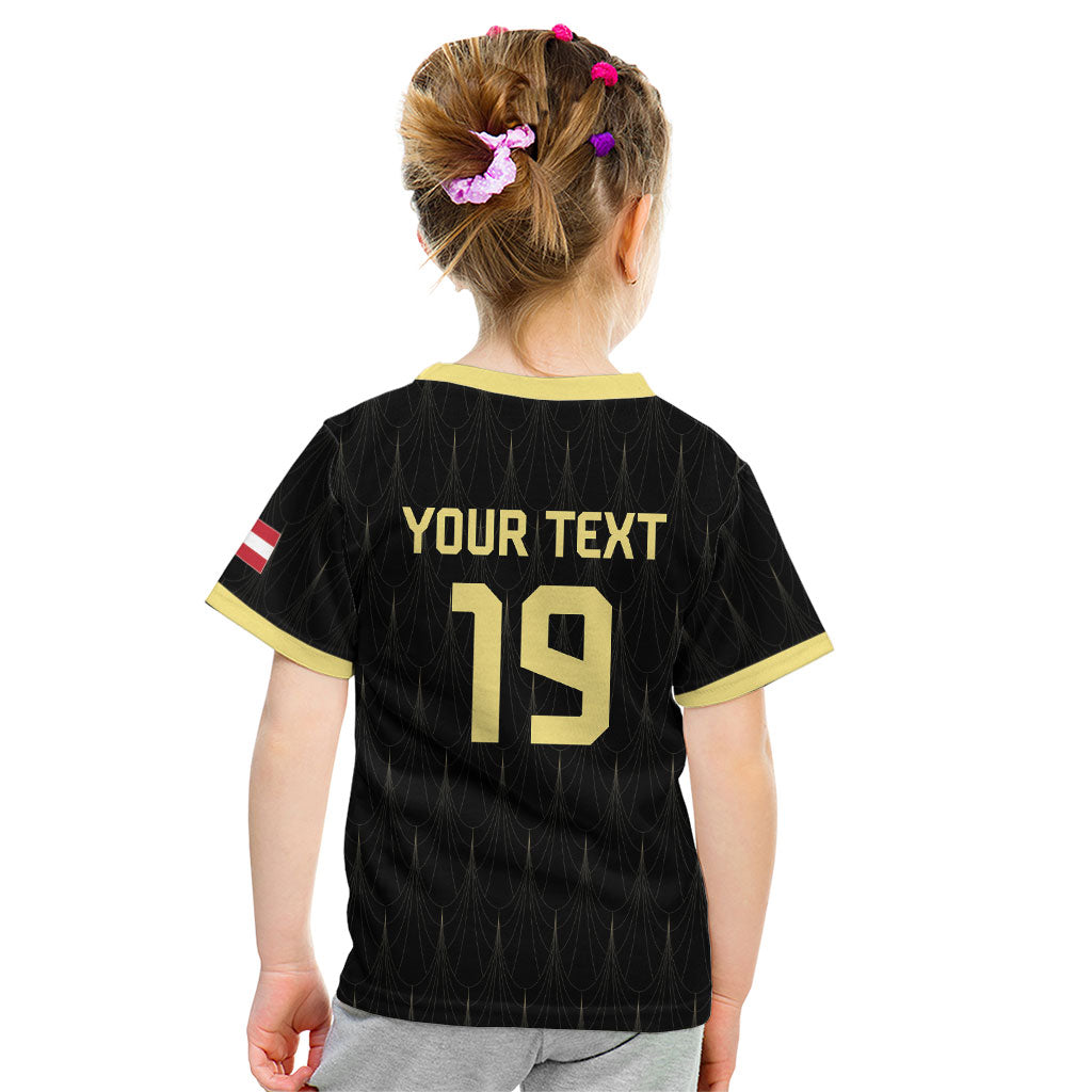 Custom World Football 2026 Austria Kid T Shirt Austrian Eagles Black Glory
