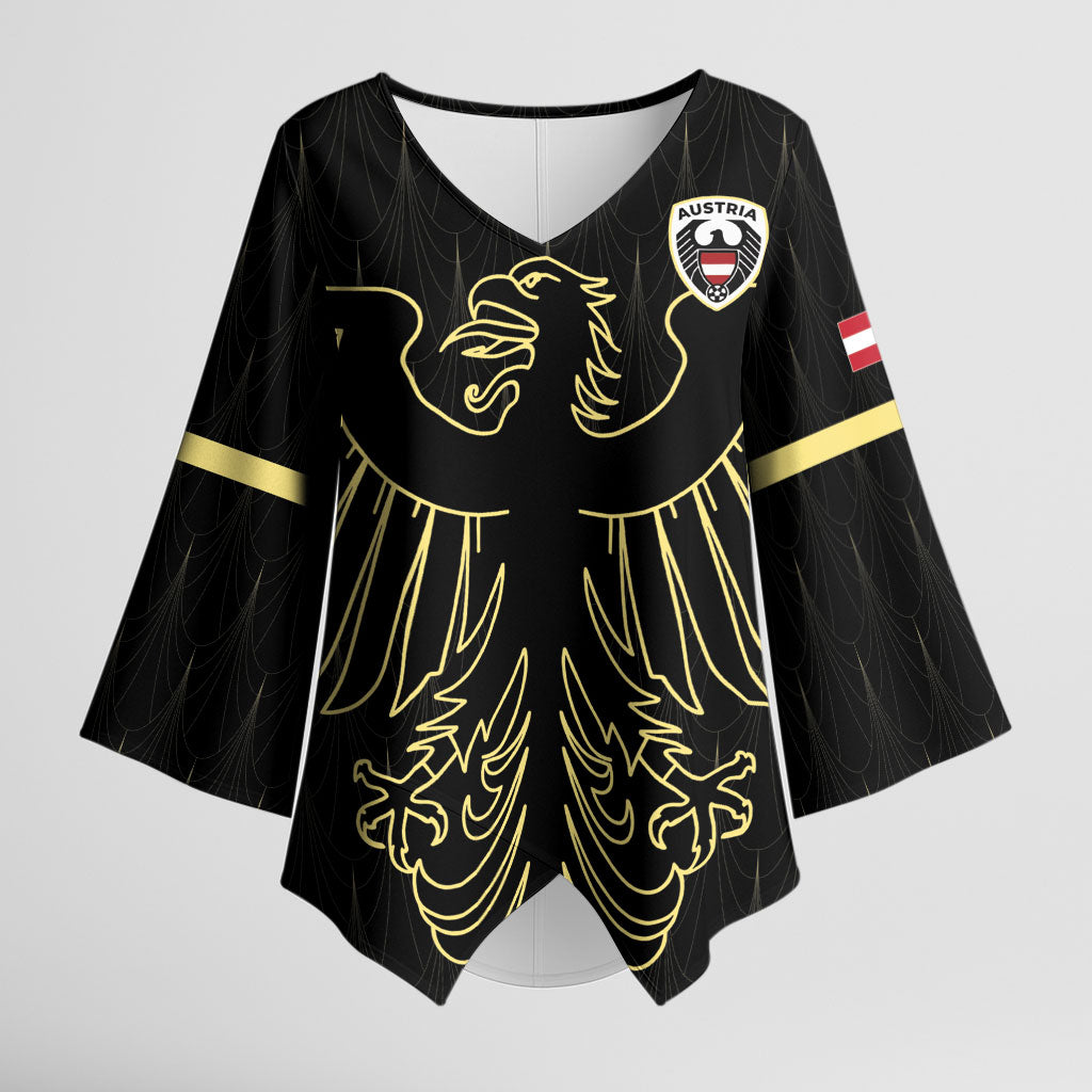 Custom World Football 2026 Austria Kimono Sleeve Blouse Austrian Eagles Black Glory
