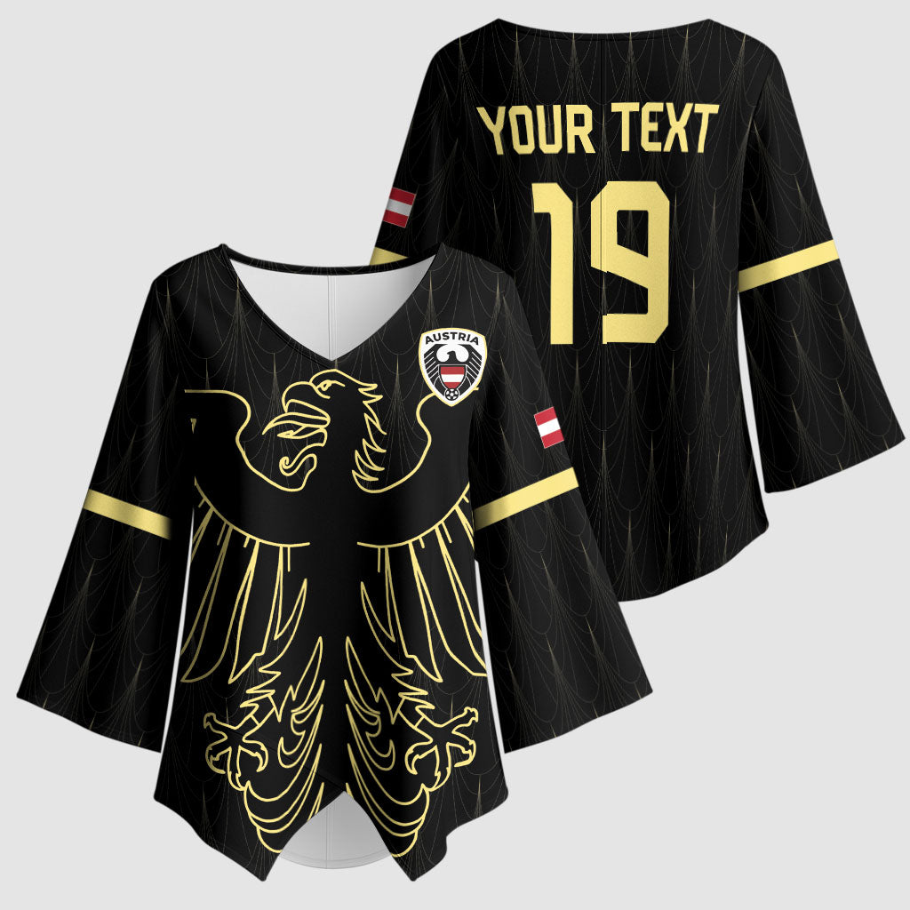 Custom World Football 2026 Austria Kimono Sleeve Blouse Austrian Eagles Black Glory