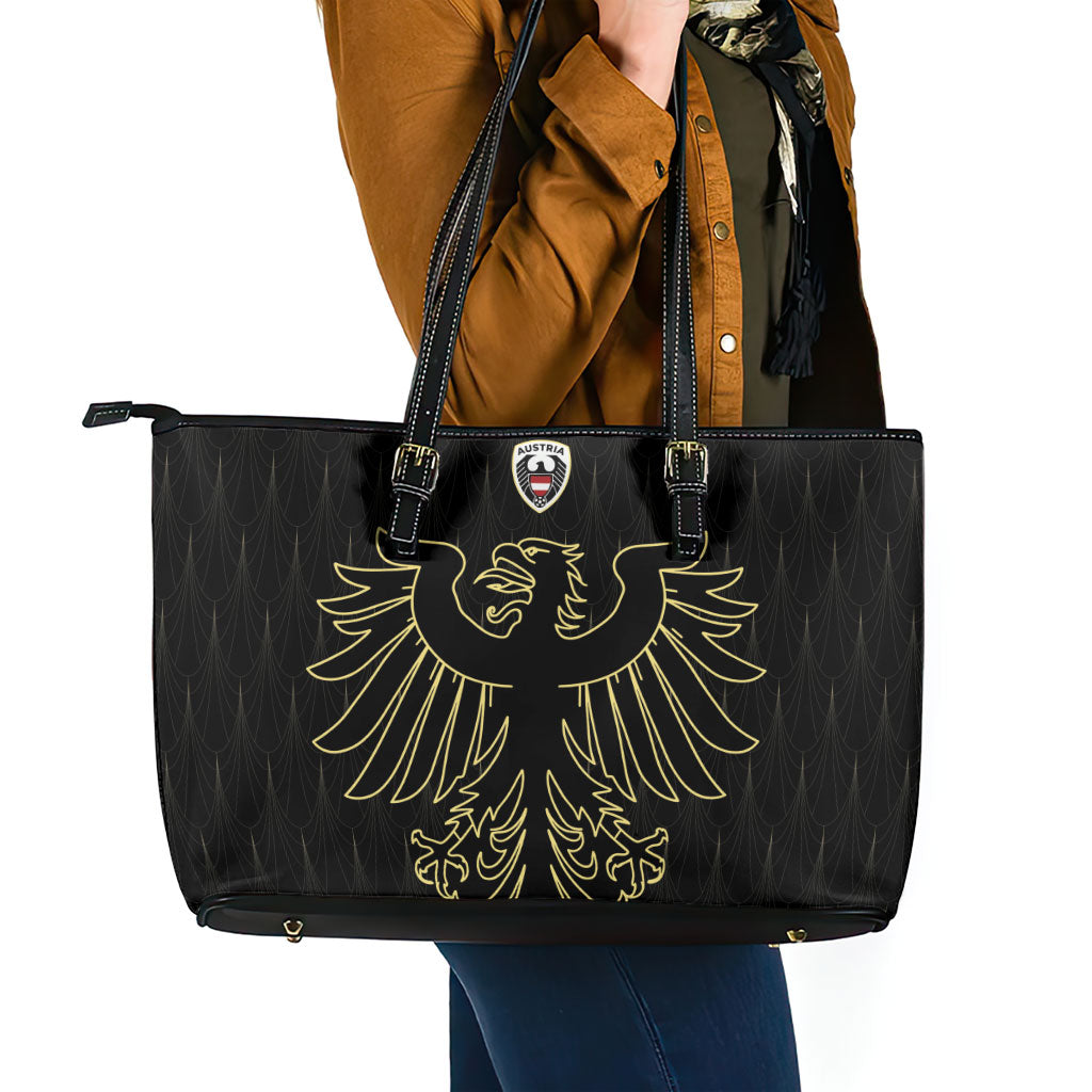 World Football 2026 Austria Leather Tote Bag Austrian Eagles Black Glory
