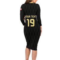 Custom World Football 2026 Austria Long Sleeve Bodycon Dress Austrian Eagles Black Glory