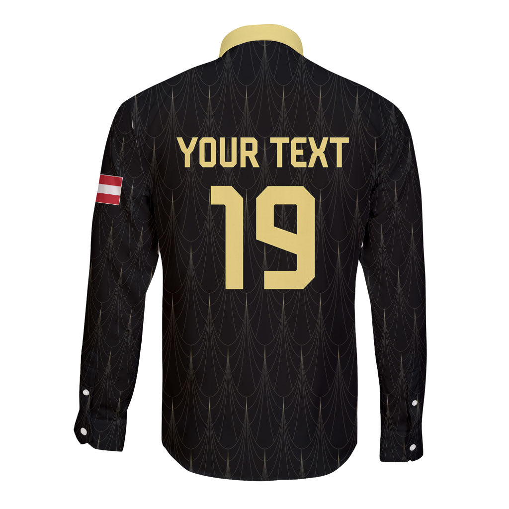 Custom World Football 2026 Austria Long Sleeve Button Shirt Austrian Eagles Black Glory