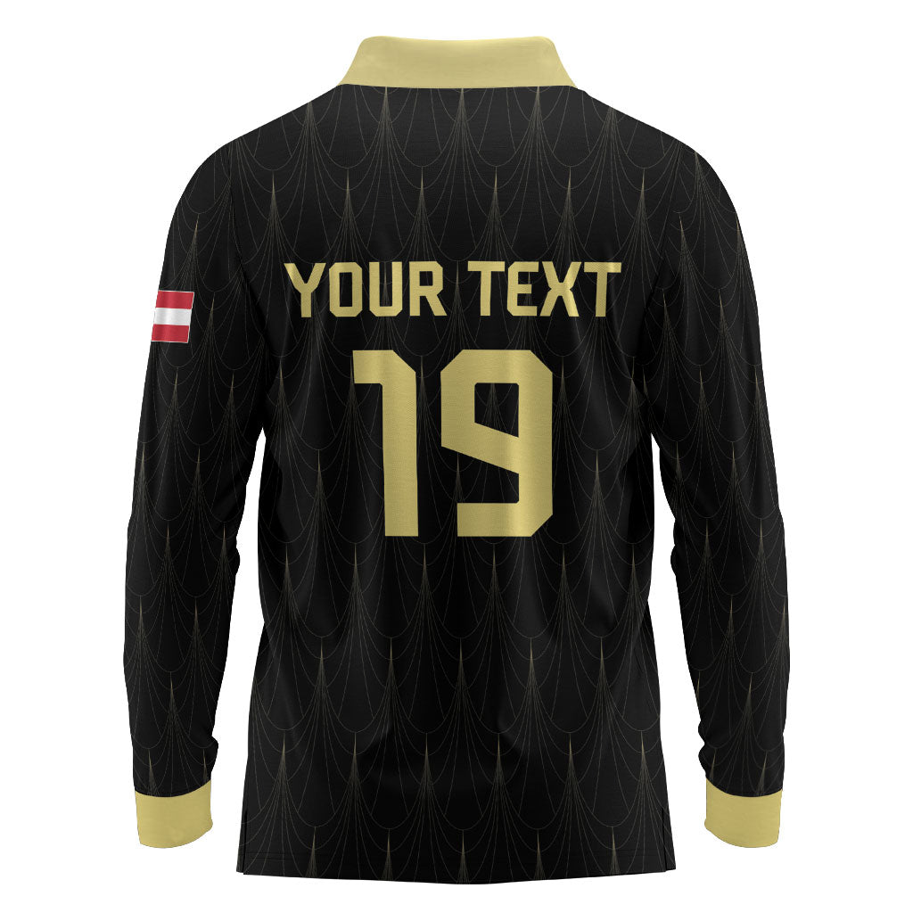 Custom World Football 2026 Austria Long Sleeve Polo Shirt Austrian Eagles Black Glory