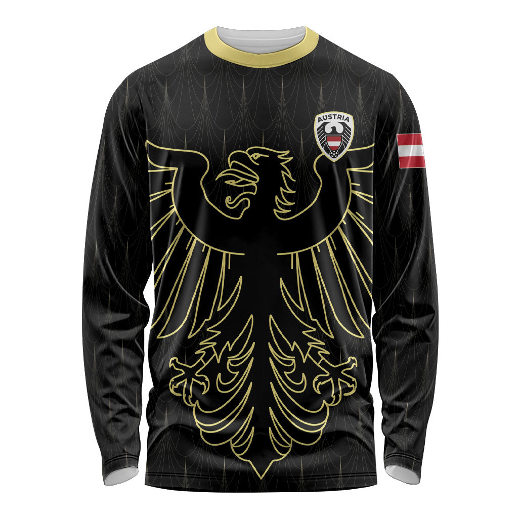 Custom World Football 2026 Austria Long Sleeve Shirt Austrian Eagles Black Glory